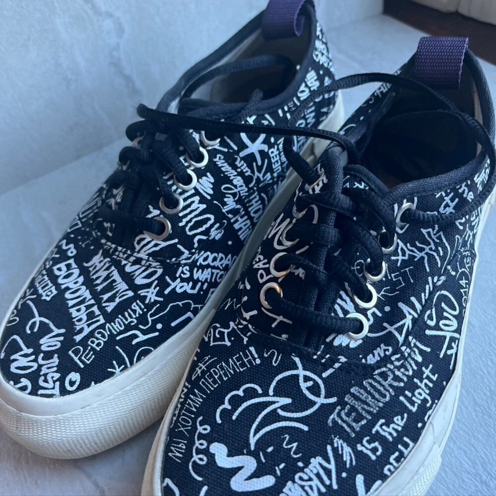 Eytys Black Printed Graffiti Sneakers EU 37 US 7 - Picture 3 of 11
